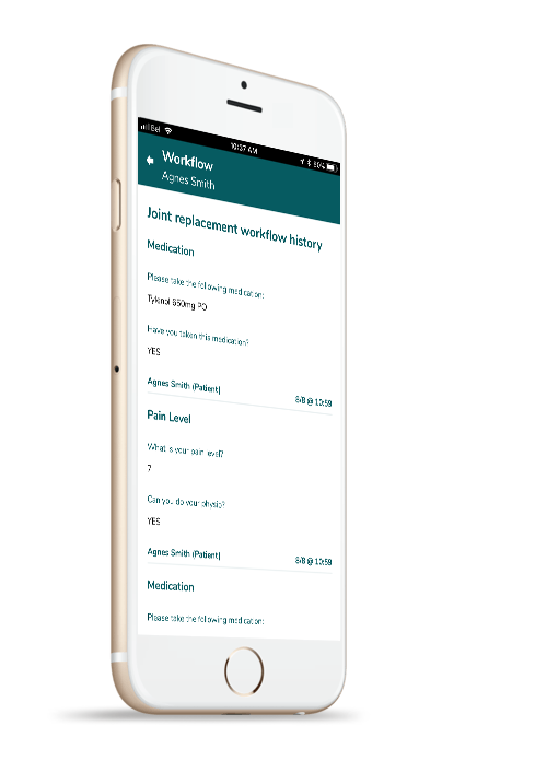 Help clients keep track of medications, self-care activity, appointments, custom alerts, and notifications.
Monitor compliance, track progress, modify pathways.
Ask for self-assessments for things like Pain Scale Ratings, mood levels, activity reporting, etc., fully customizable with easy-to-follow rating scales and yes/no question modeling.
Provide notes, images, or educational information.