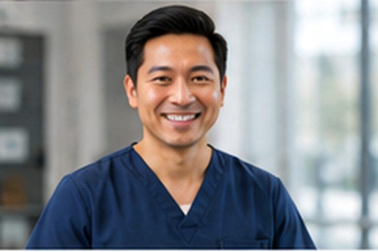 Clinician using connected-care technology in a community healthcare setting