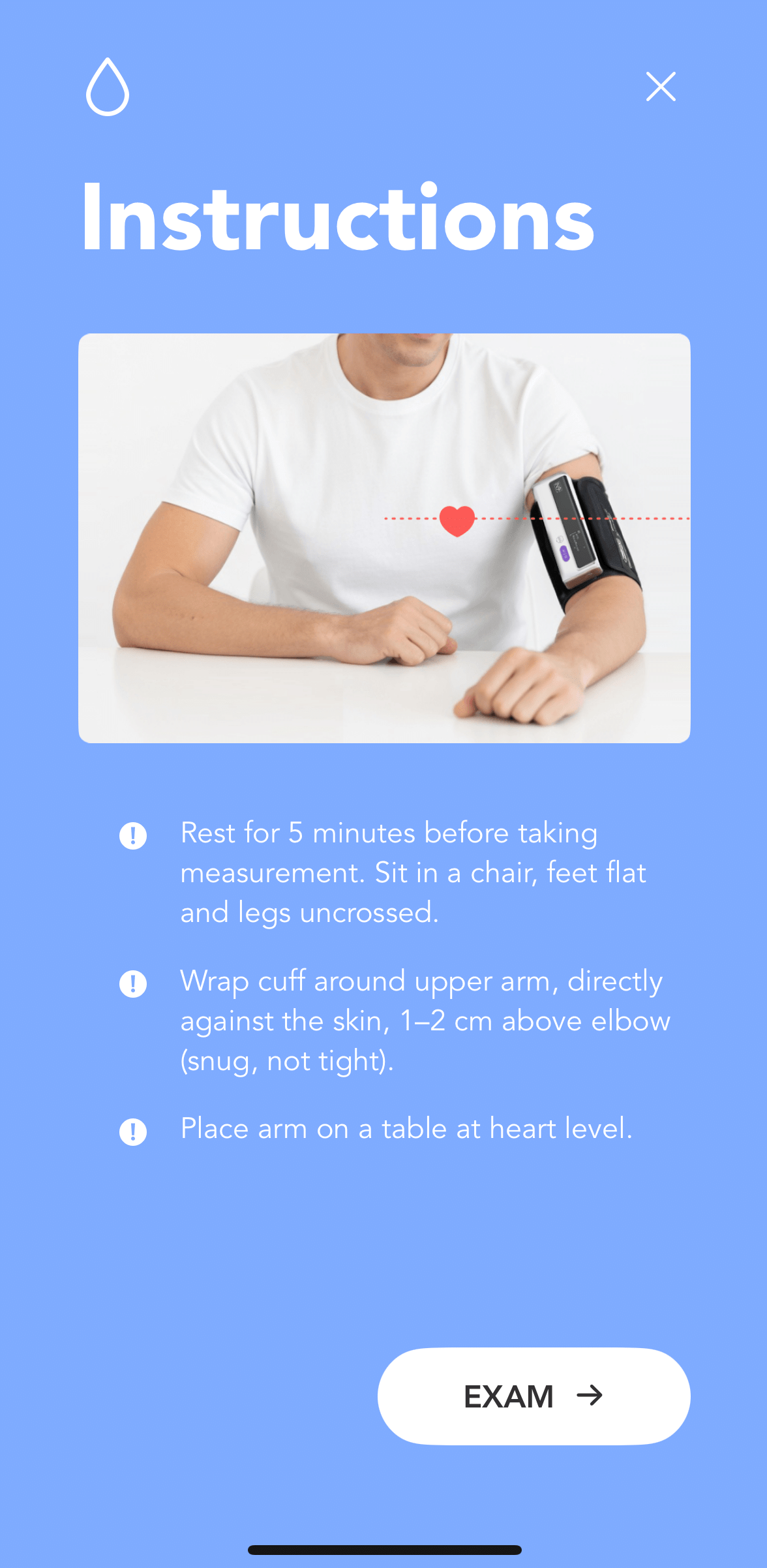 N9+ blood pressure positioning instructions