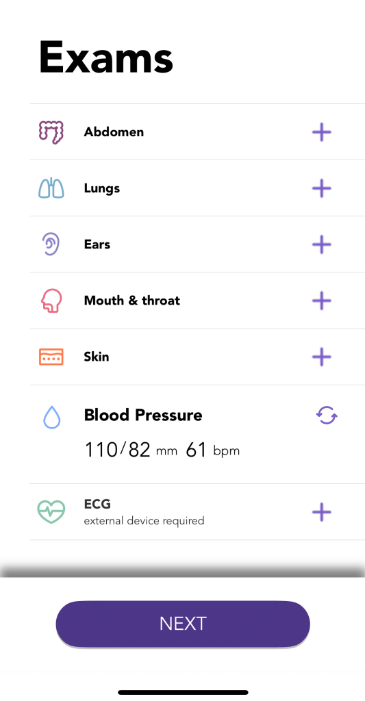 Blood Pressure N9+ app guidance screen