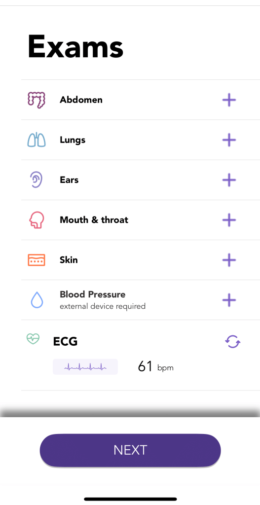 ECG N9+ app guidance screen