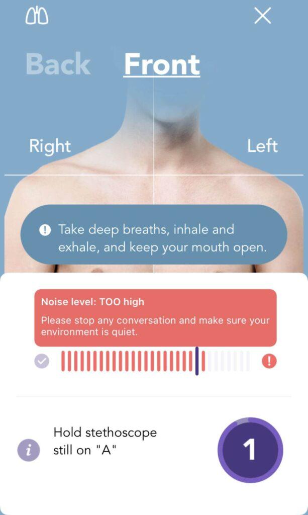 Lung Sounds N9+ app guidance screen