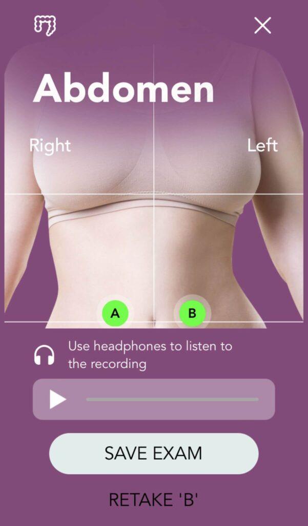 Abdominal Sounds N9+ app guidance screen