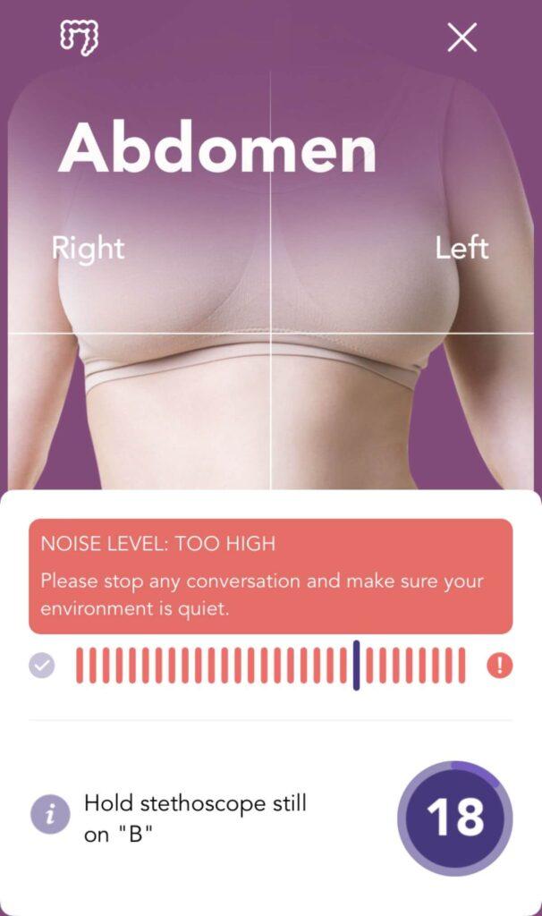 Abdominal Sounds N9+ app guidance screen