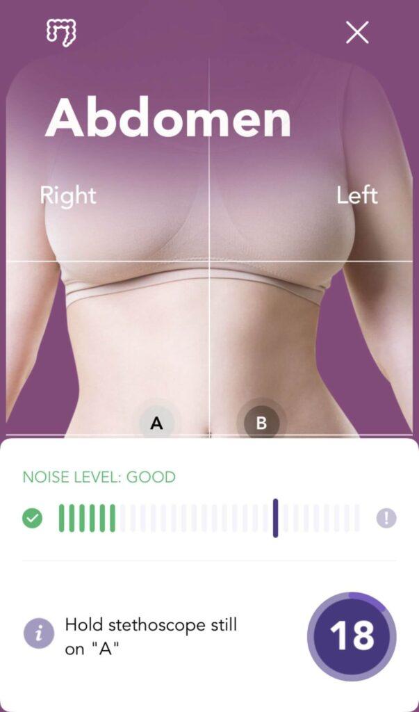 Abdominal Sounds N9+ app guidance screen