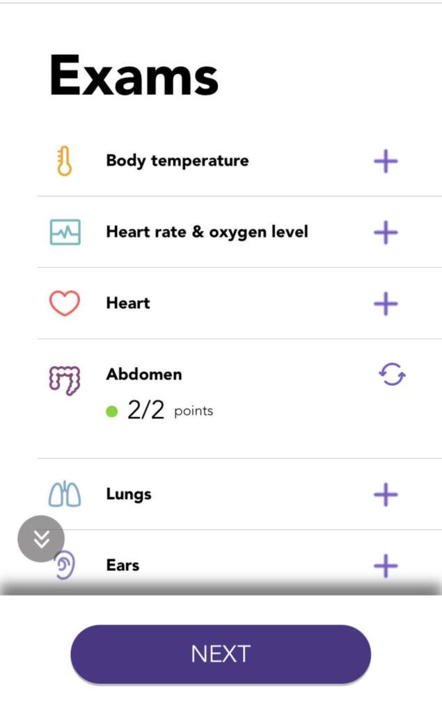 Abdominal Sounds N9+ app guidance screen