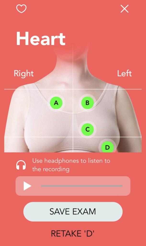 Heart Sounds N9+ app guidance screen