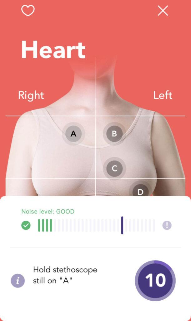 Heart Sounds N9+ app guidance screen