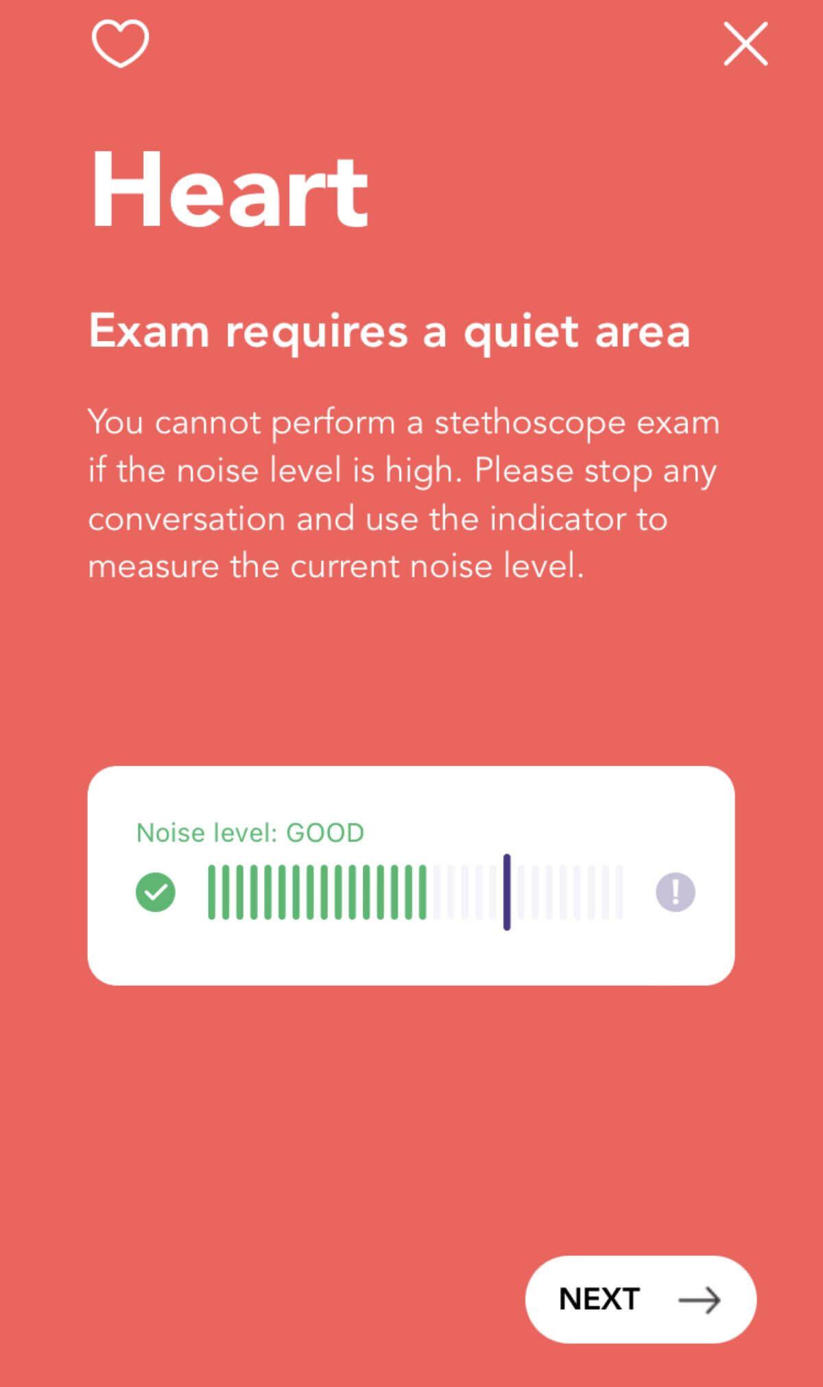Heart Sounds N9+ app guidance screen