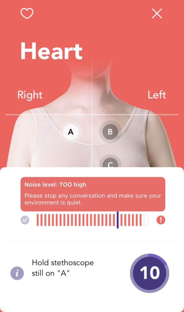 Heart Sounds N9+ app guidance screen