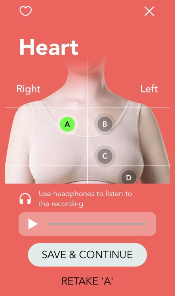 Heart Sounds N9+ app guidance screen