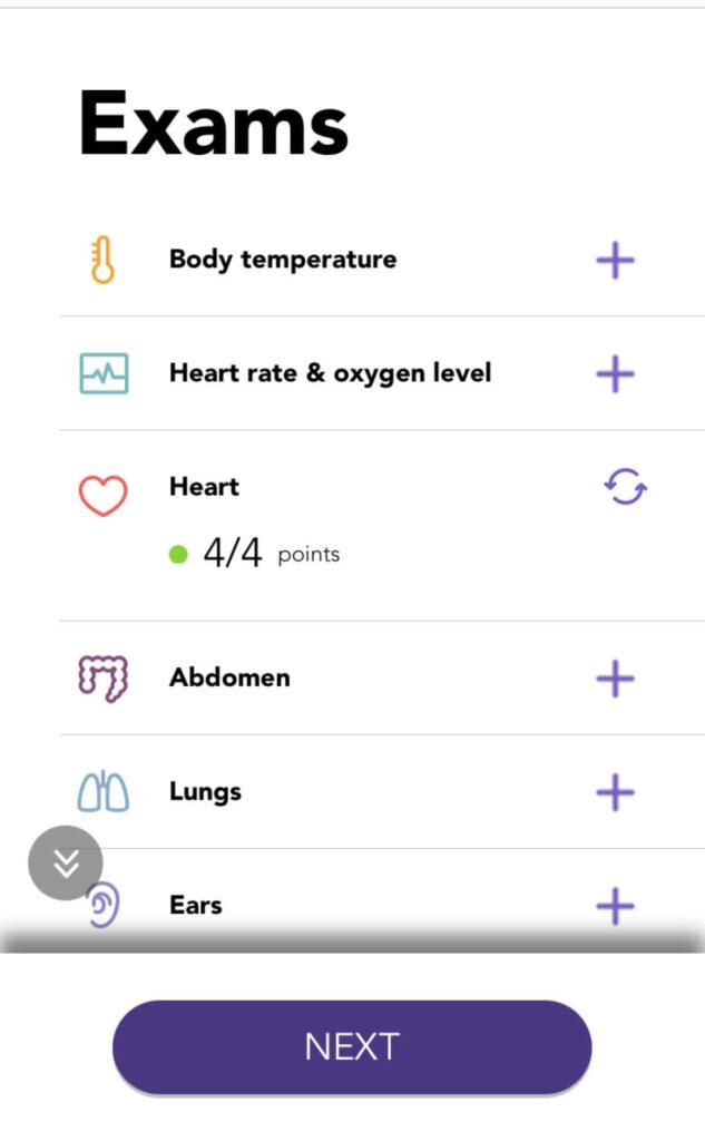 Heart Sounds N9+ app guidance screen