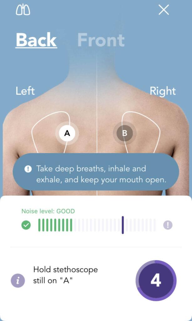 Lung Sounds N9+ app guidance screen