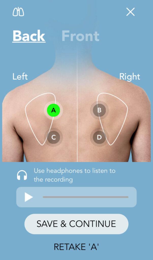 Lung Sounds N9+ app guidance screen