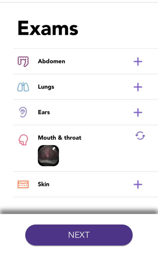 Mouth & Throat N9+ app guidance screen