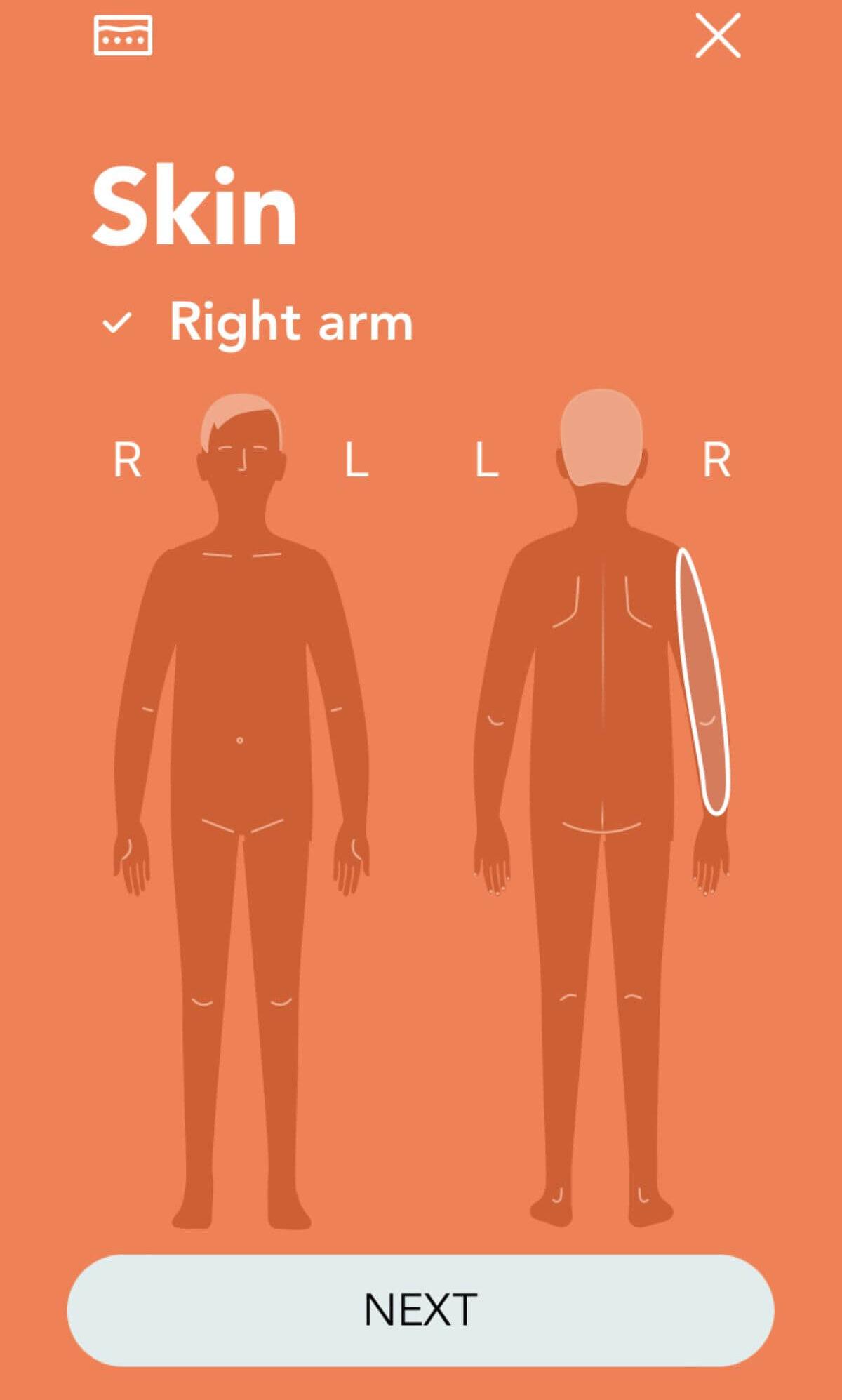 Skin N9+ app guidance screen