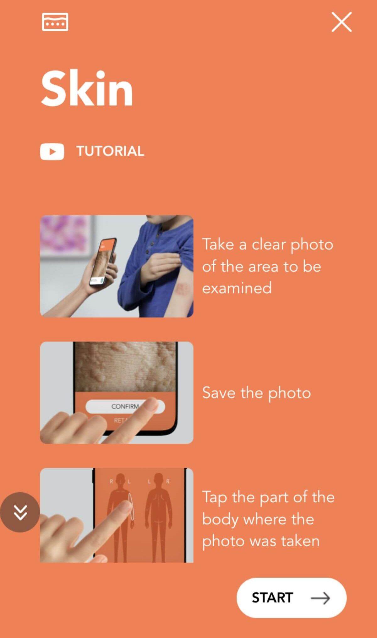 Skin N9+ app guidance screen