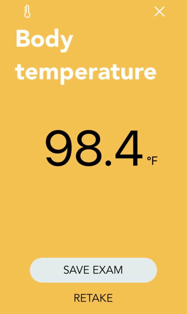 Body Temperature N9+ app guidance screen