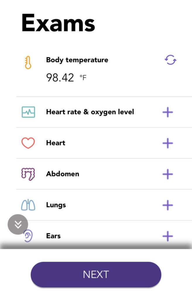 Body Temperature N9+ app guidance screen